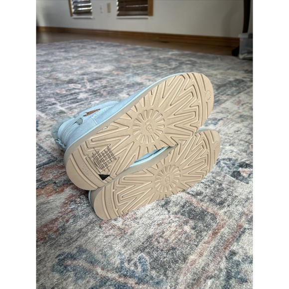 UGG Boots Womens Sz 6 Urchin Flex Bailey Mini Suede Shearling Baby Blue Wool New - Picture 14 of 15